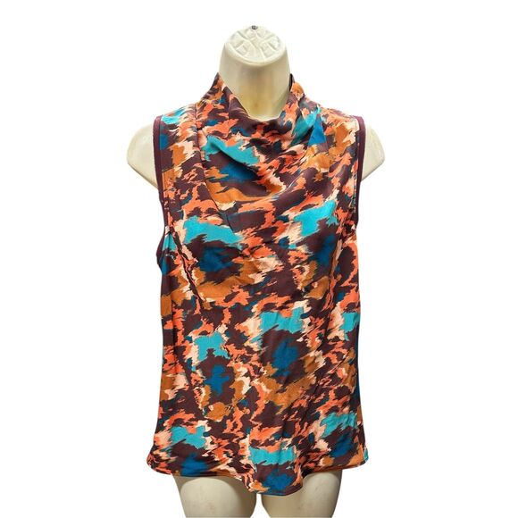 ULLA JOHNSON Cleo printed crepe top in Orange NWT Size 4 - Picture 5 of 8